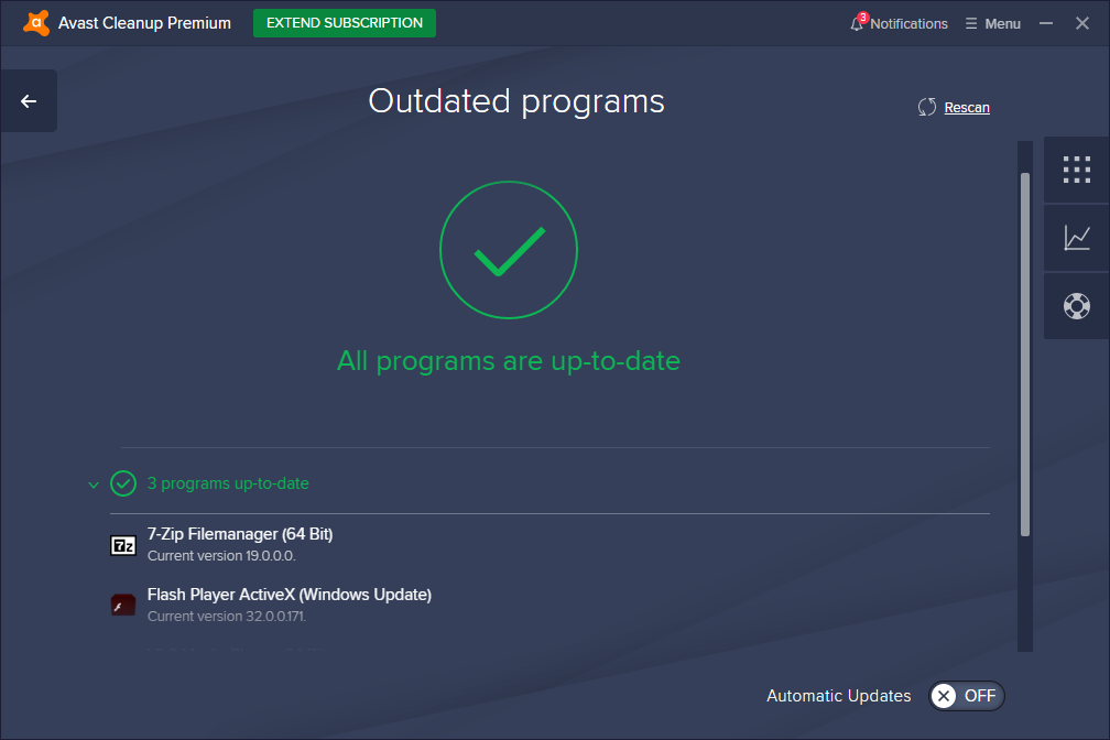 Avast Cleanup Premium outdated programs page