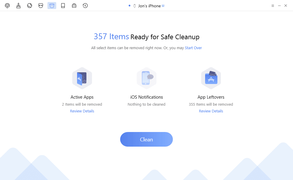 PhoneClean Pro System Clean page
