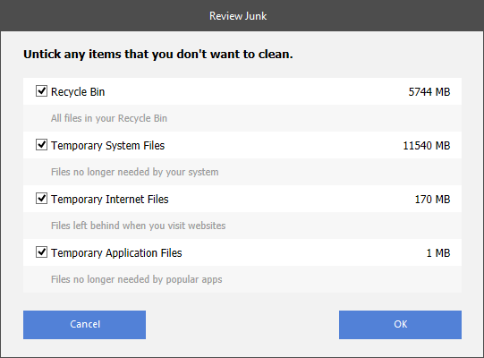 CCleaner Pro review junk screen