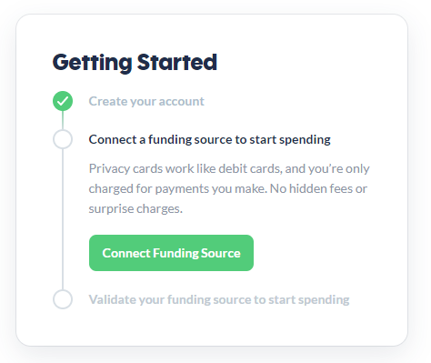 Privacy.com Getting Started page