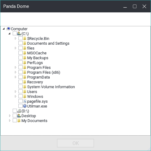 Panda Dome Essential custom scan options
