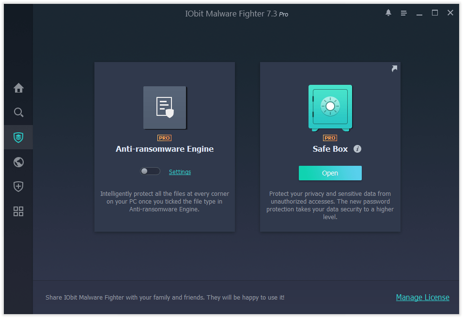 IObit Malware Fighter Pro Data Protect screen