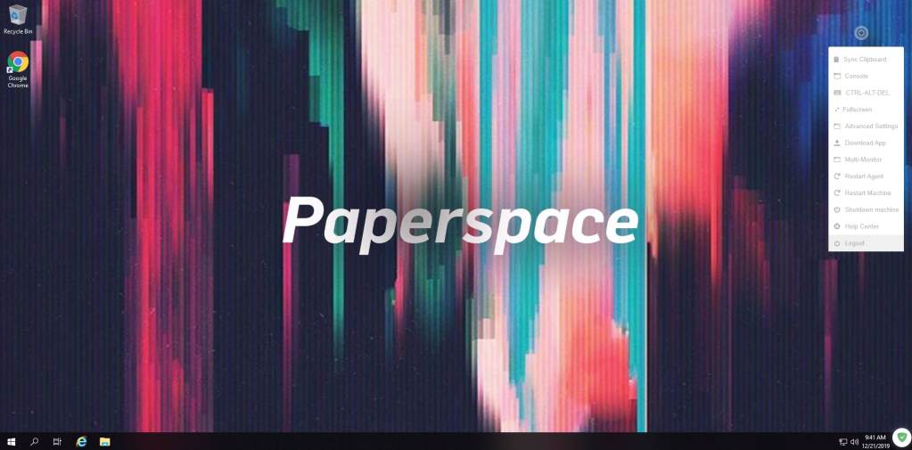 Paperspace Windows 10 desktop