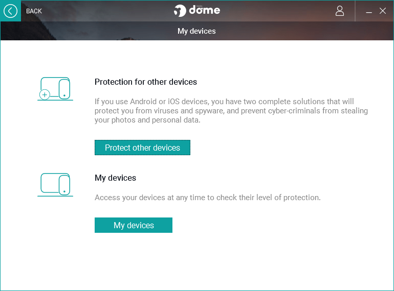 Panda Dome Essential my devices screen