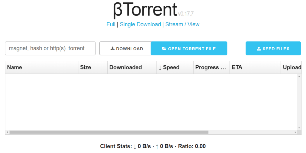 βTorrent online torrent client home page