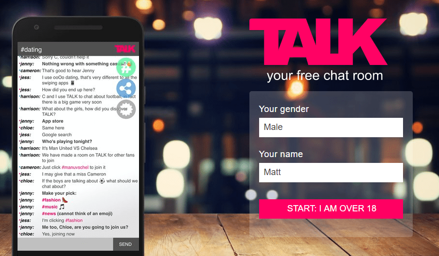 Anonymous chat site talk.chat