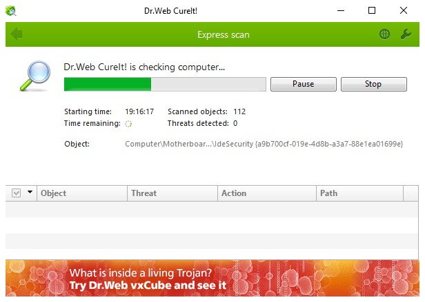 Dr.Web CureIt portable virus scanner