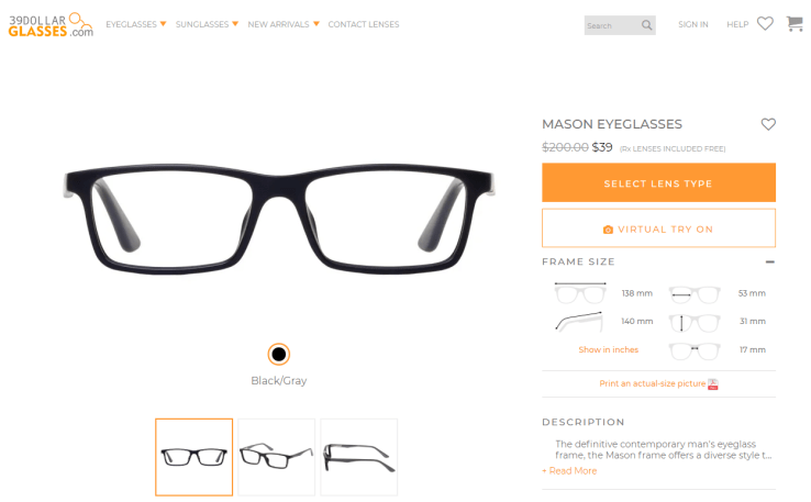 39DollarGlasses website