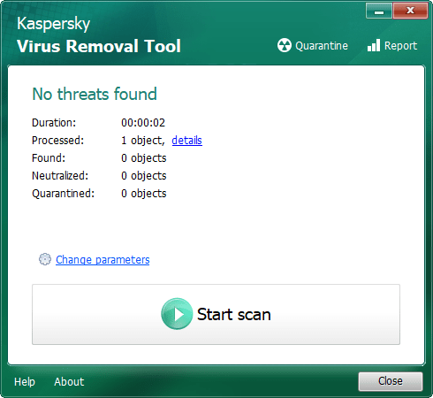 The Kaspersky portable virus removal tool