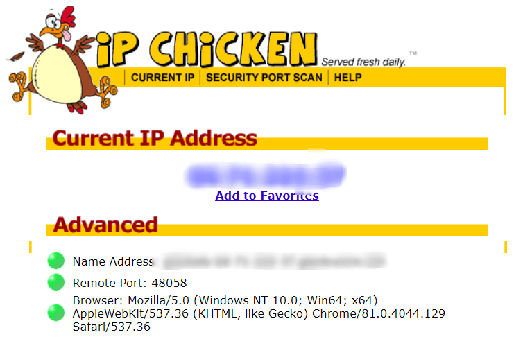 IP Chicken IP finder website